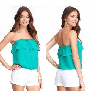EUC Bebe Green Chiffon Tube Top Small